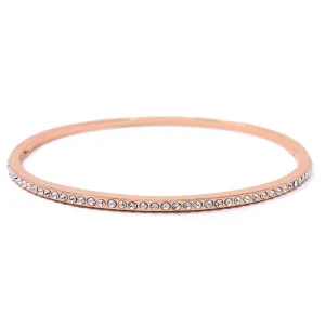 Amelia Pave Bangle Bracelet with White Clear Round Crystals from Swarovski Rose Gold Plated