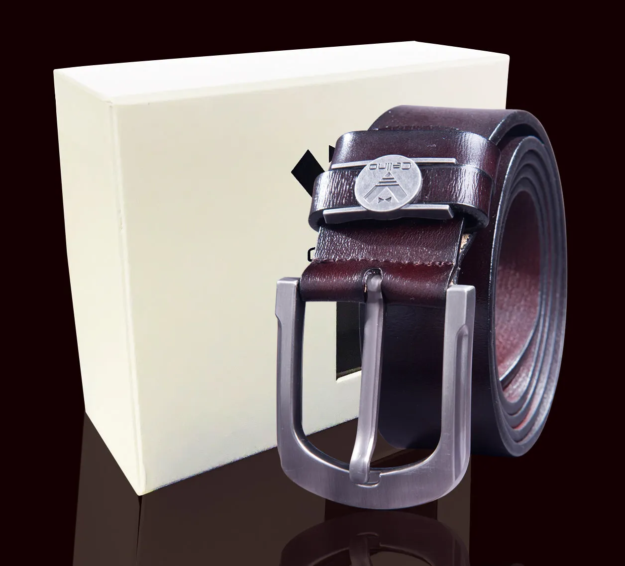 Anti Scratch Mens Stainless Steel Designer Buckle Belt - Perfect Leather Dress Belt