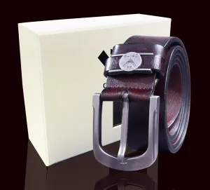Anti Scratch Mens Stainless Steel Designer Buckle Belt - Perfect Leather Dress Belt