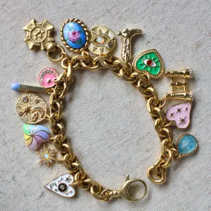 Antiqued Gold Charm Bracelet