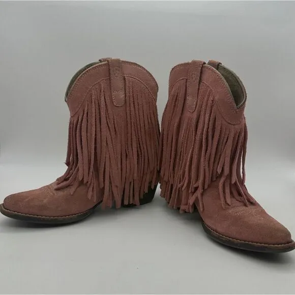 Ariat Gold Rush Girl's Western Boots Size Kids 12 Suede Leather Fringe 10027311