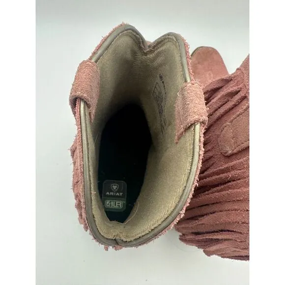 Ariat Gold Rush Girl's Western Boots Size Kids 12 Suede Leather Fringe 10027311