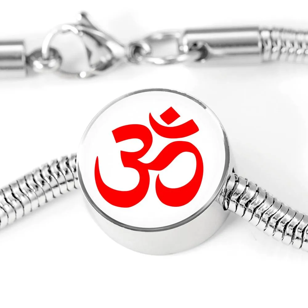 Aum Charm & Bracelet (Red)