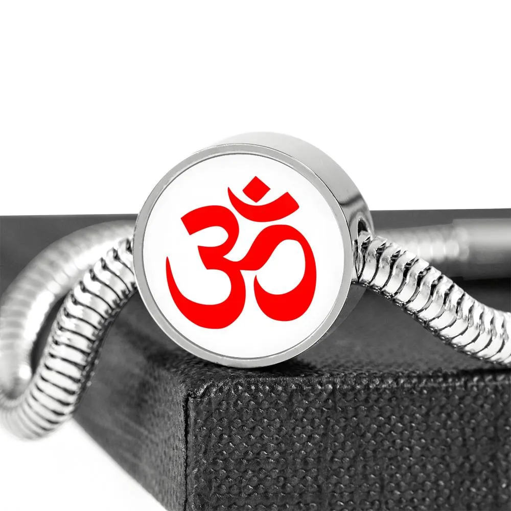 Aum Charm & Bracelet (Red)