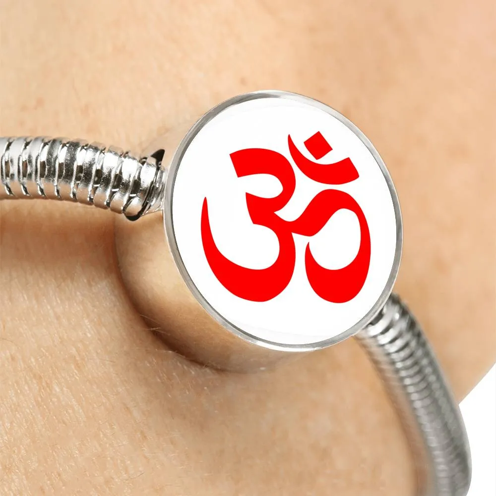 Aum Charm & Bracelet (Red)