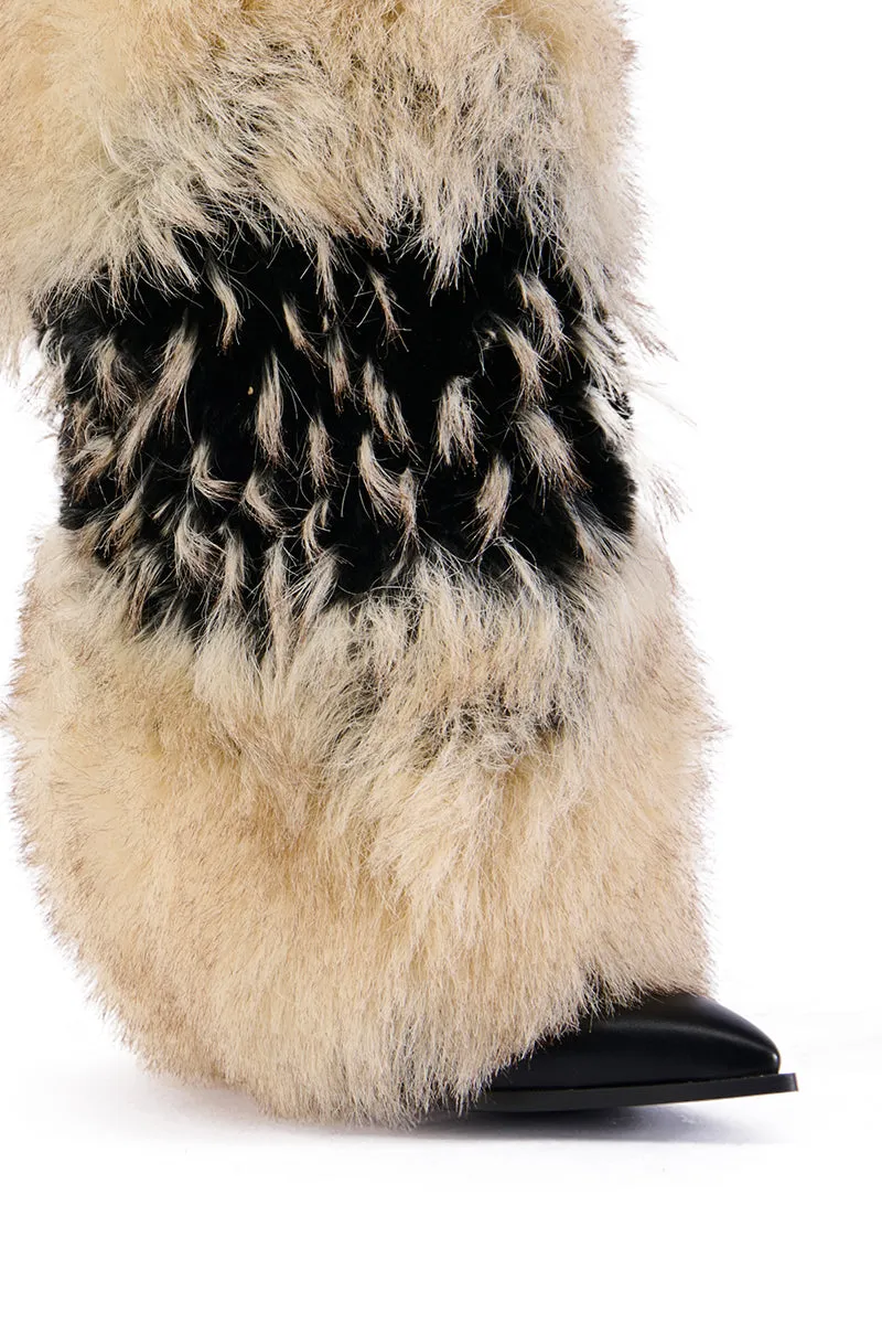 AZALEA WANG EKKO MULTI FUR STILETTO BOOT