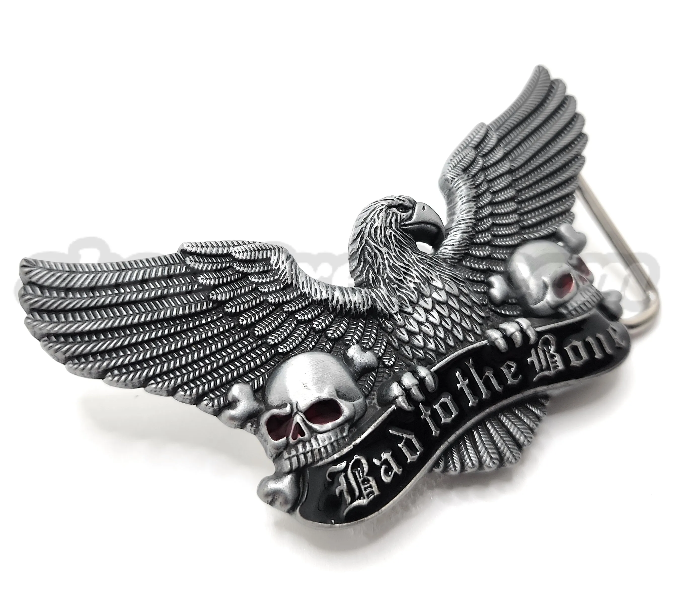 Bad to the Bone Eagle Skulls Belt Buckle