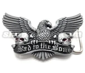 Bad to the Bone Eagle Skulls Belt Buckle