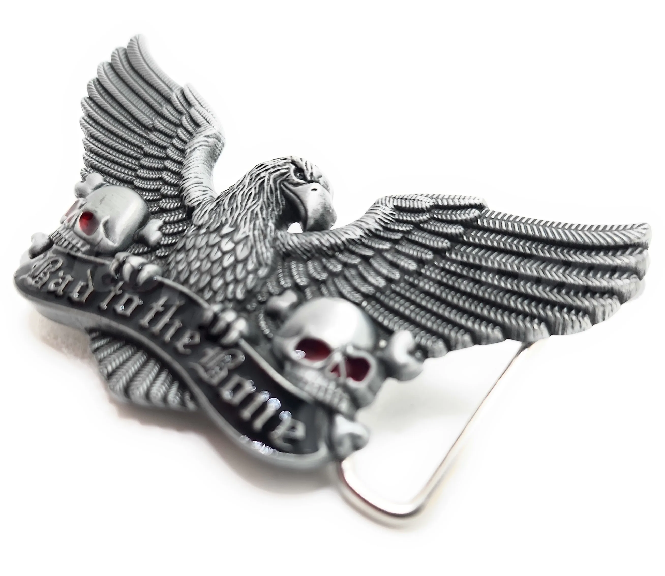 Bad to the Bone Eagle Skulls Belt Buckle