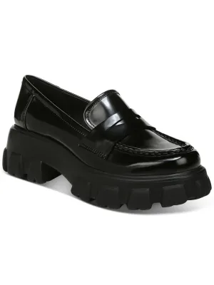 Bar III Womens Paz Lugged Sole Slip On Loafers Black 9.5 Medium (B,M)