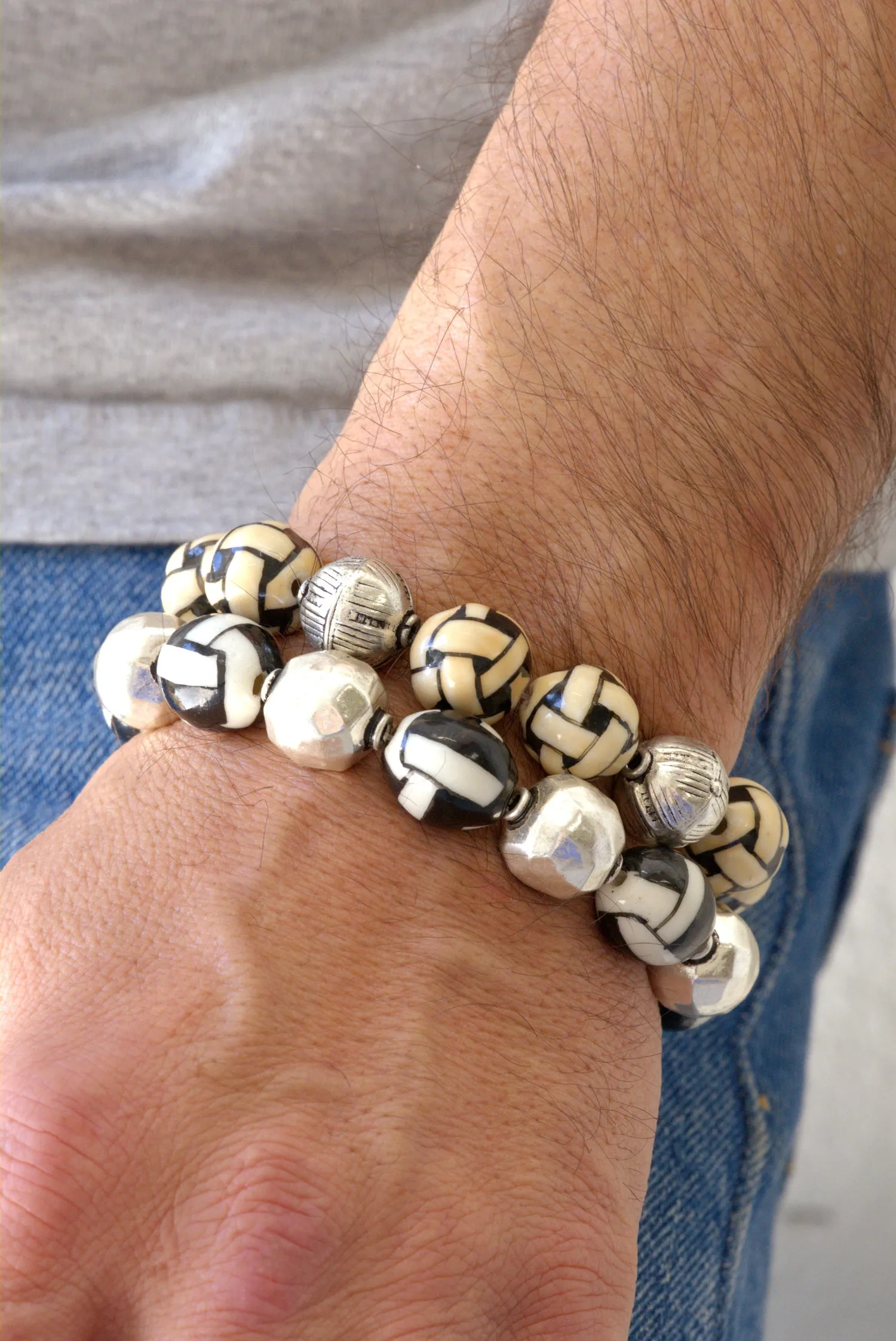 Basketweave enamel bracelets