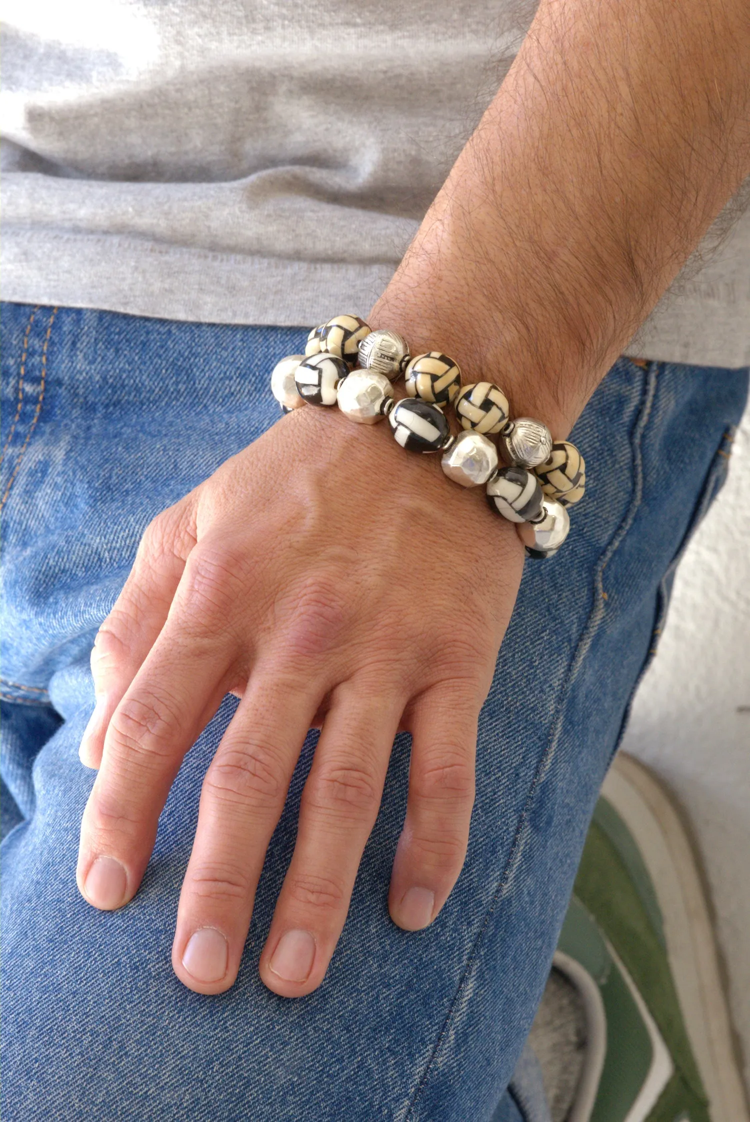 Basketweave enamel bracelets