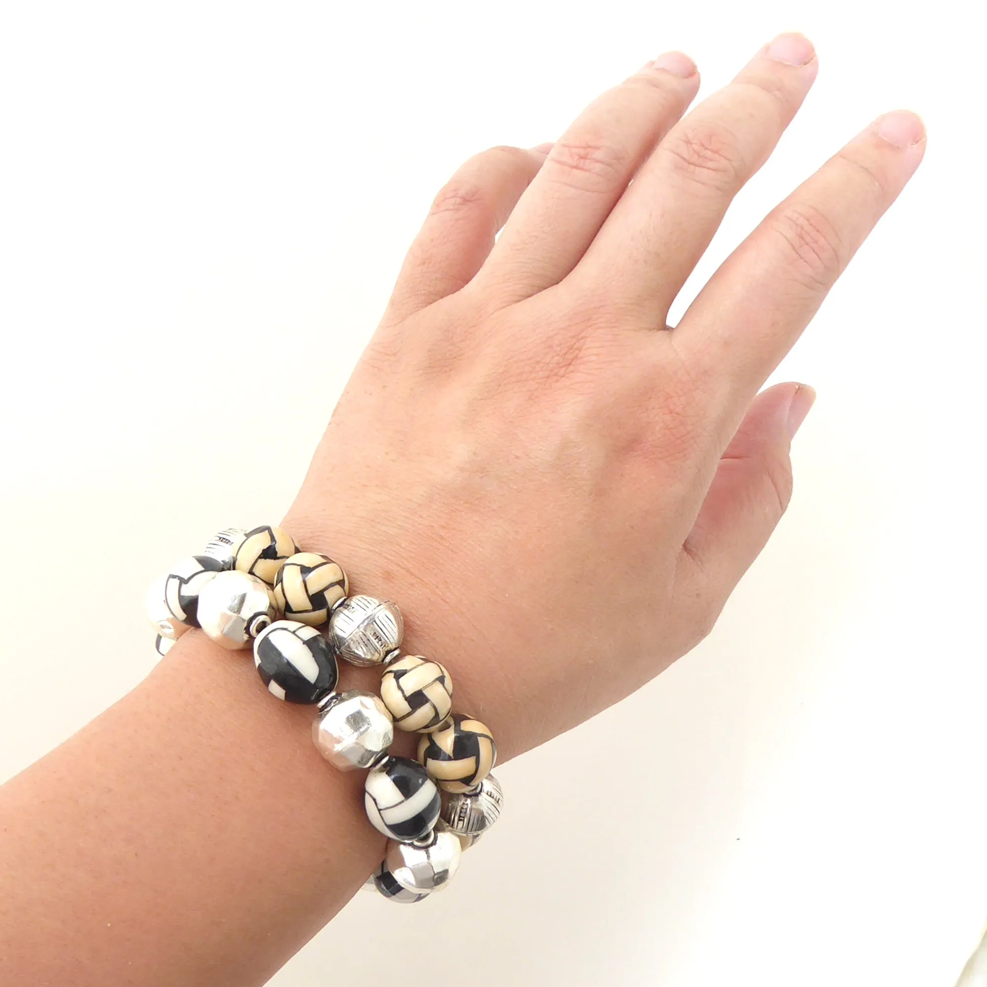 Basketweave enamel bracelets