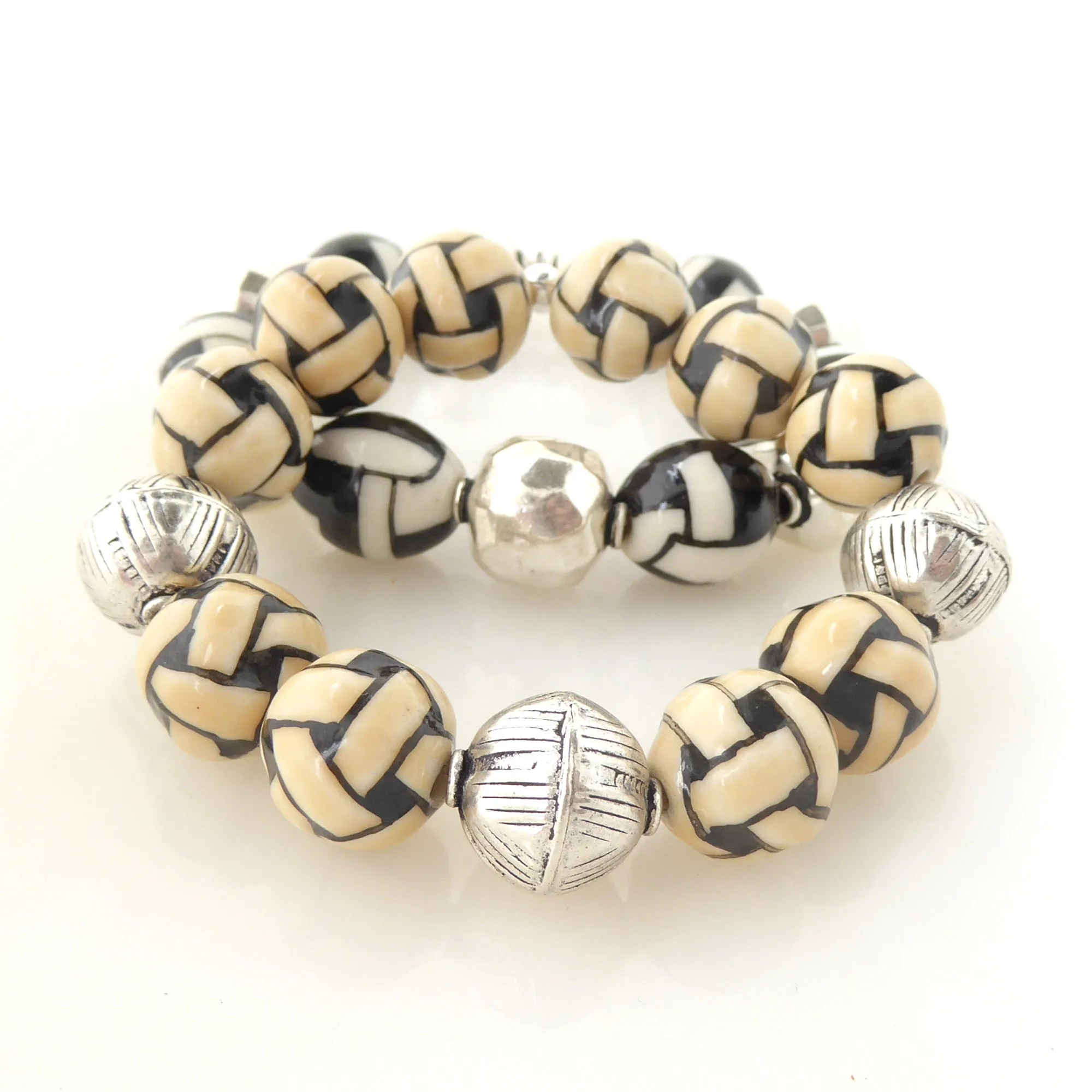 Basketweave enamel bracelets