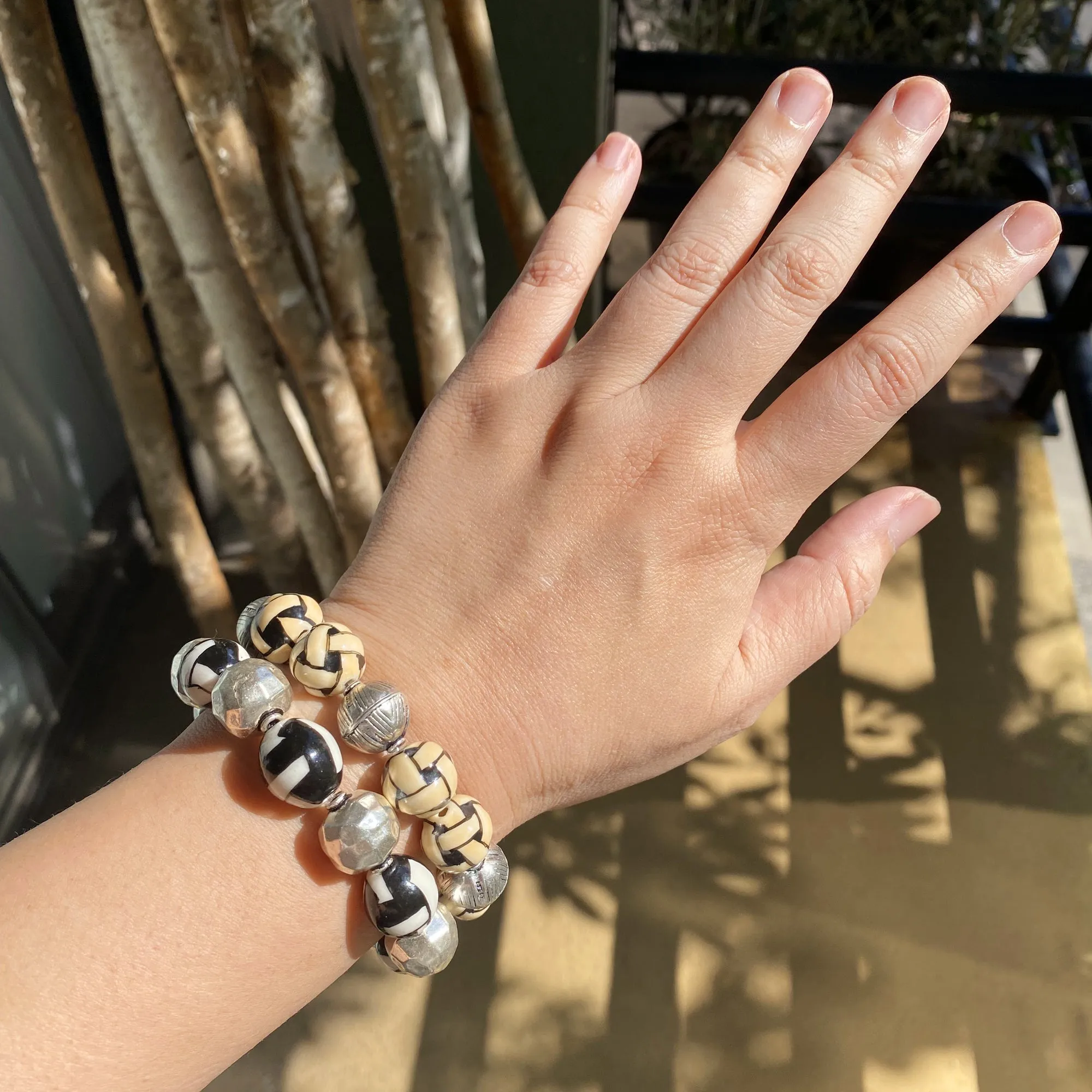 Basketweave enamel bracelets