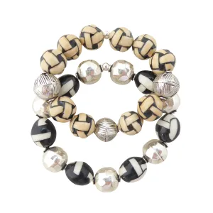 Basketweave enamel bracelets