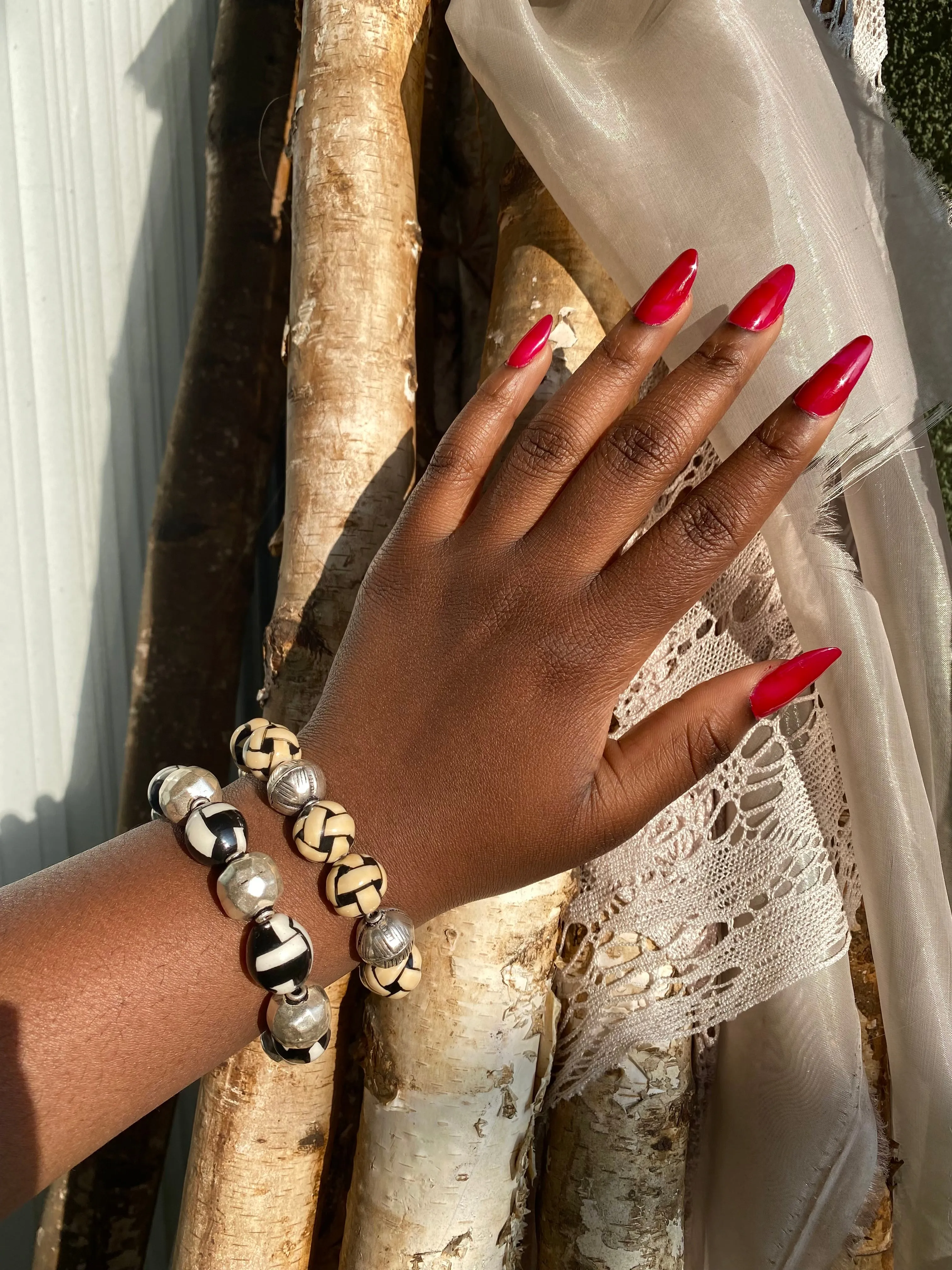 Basketweave enamel bracelets