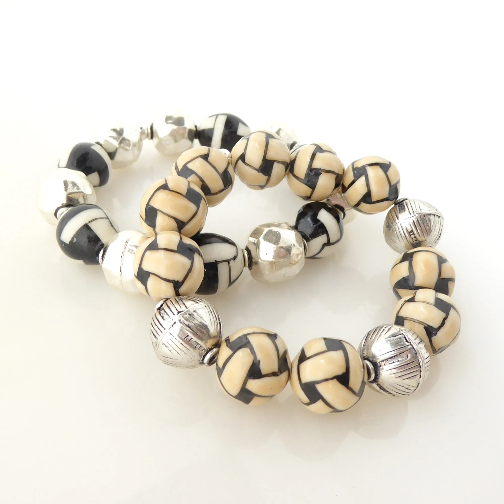Basketweave enamel bracelets