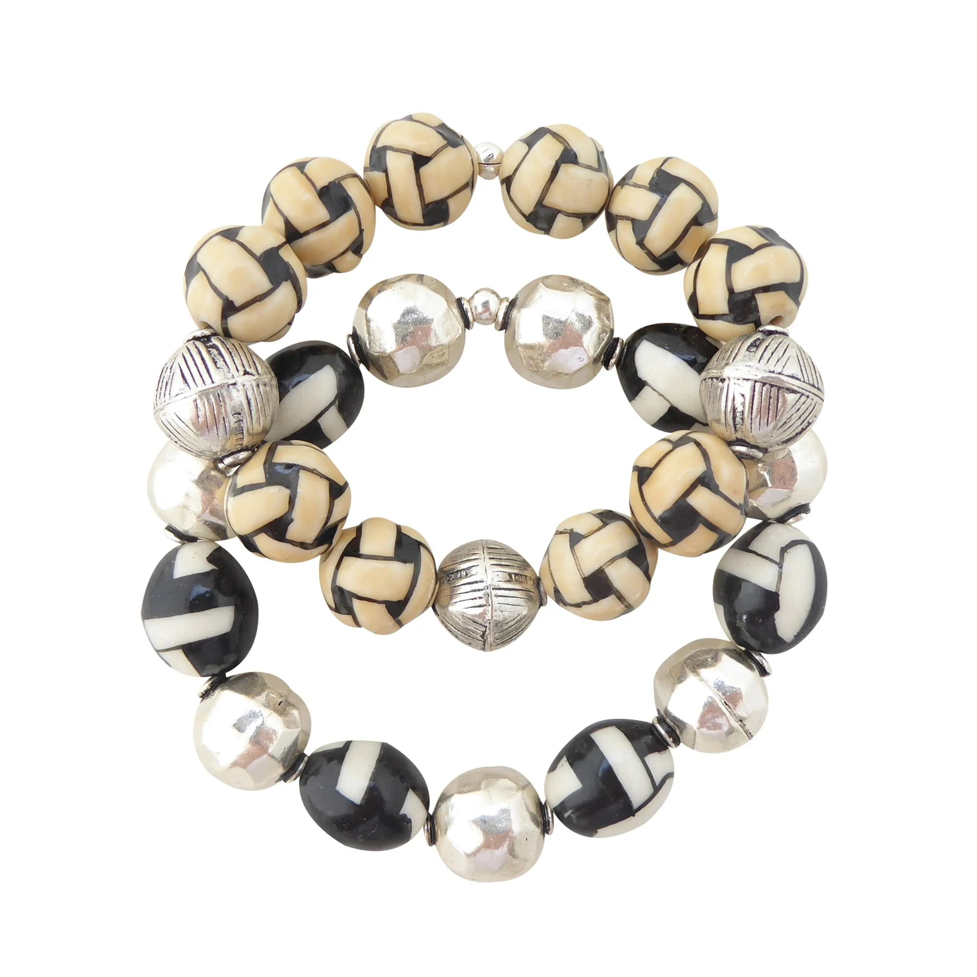 Basketweave enamel bracelets