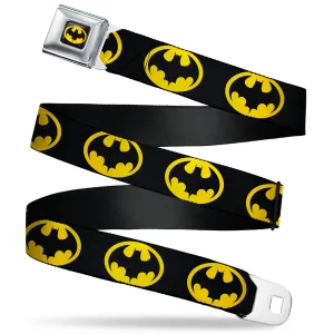 Batman 1989 Logo Full Color Black/Yellow Seatbelt Belt - Batman 1989 Logo Black/Yellow Webbing