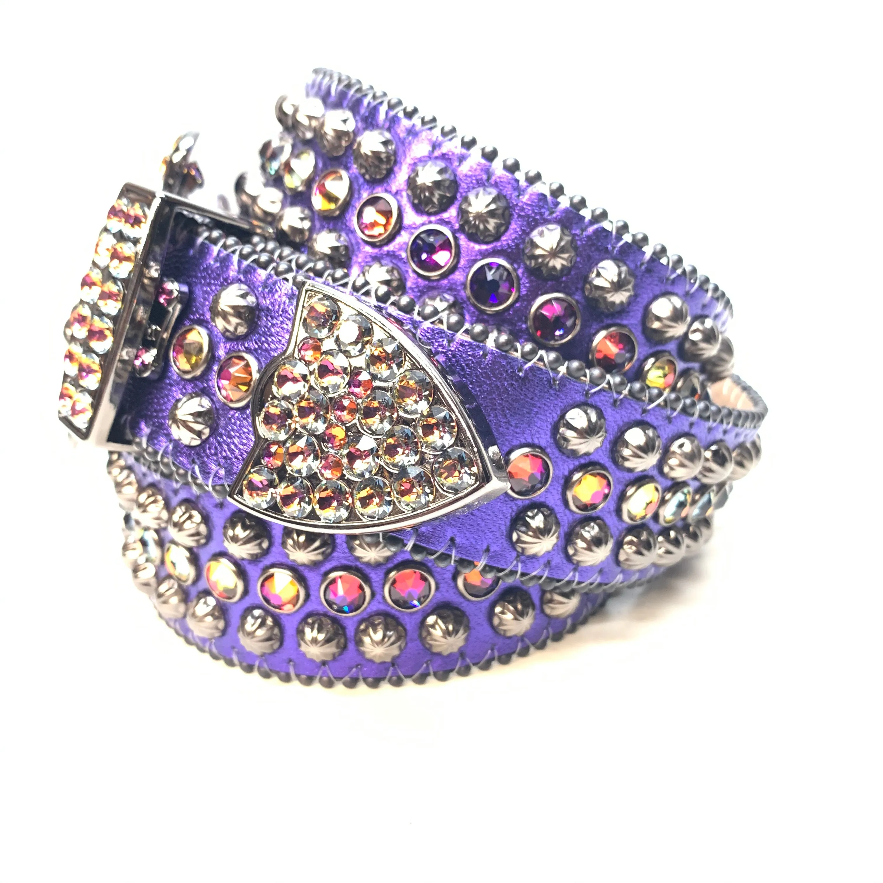 b.b. Simon Purple Gold Studded Crystal Belt