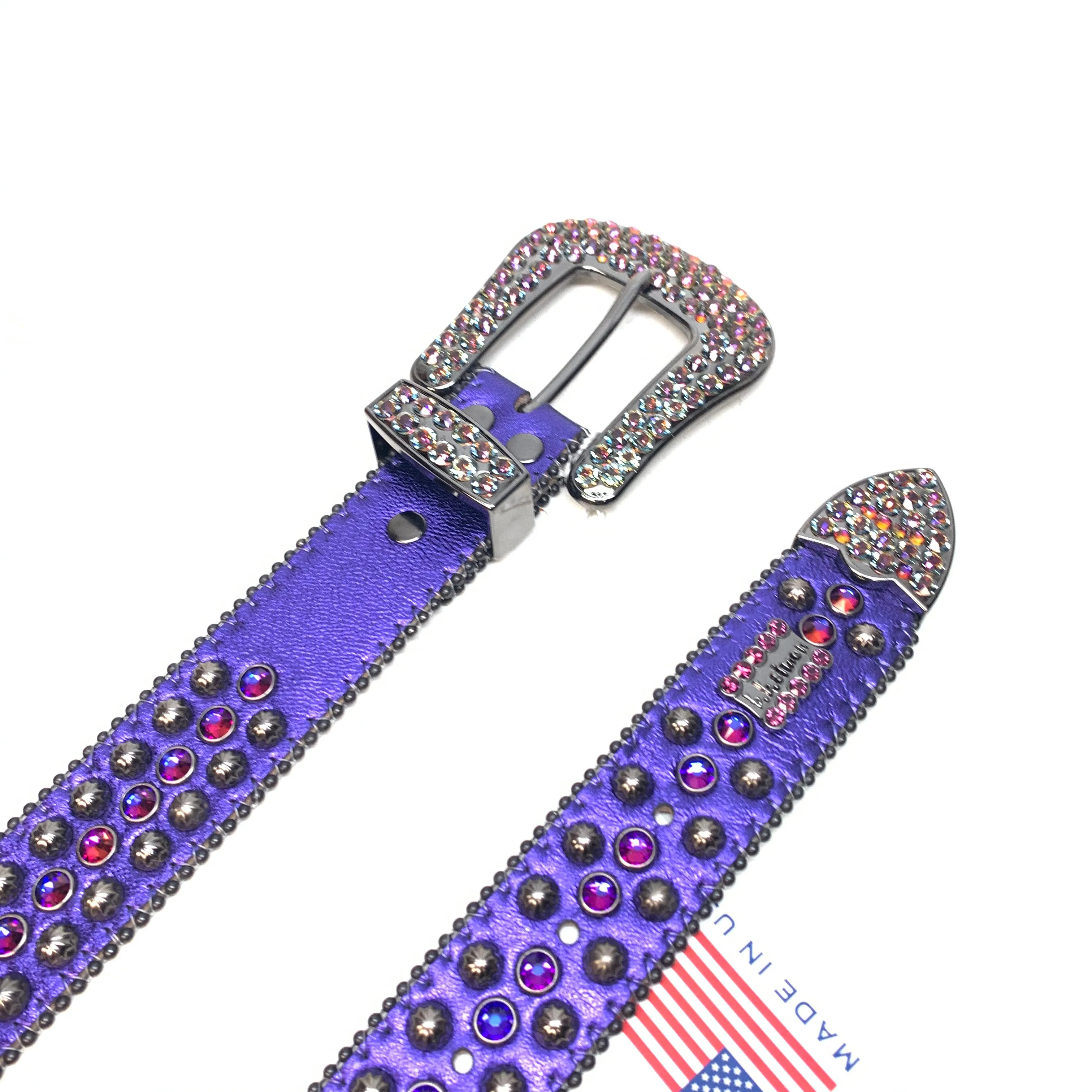 b.b. Simon Purple Gold Studded Crystal Belt