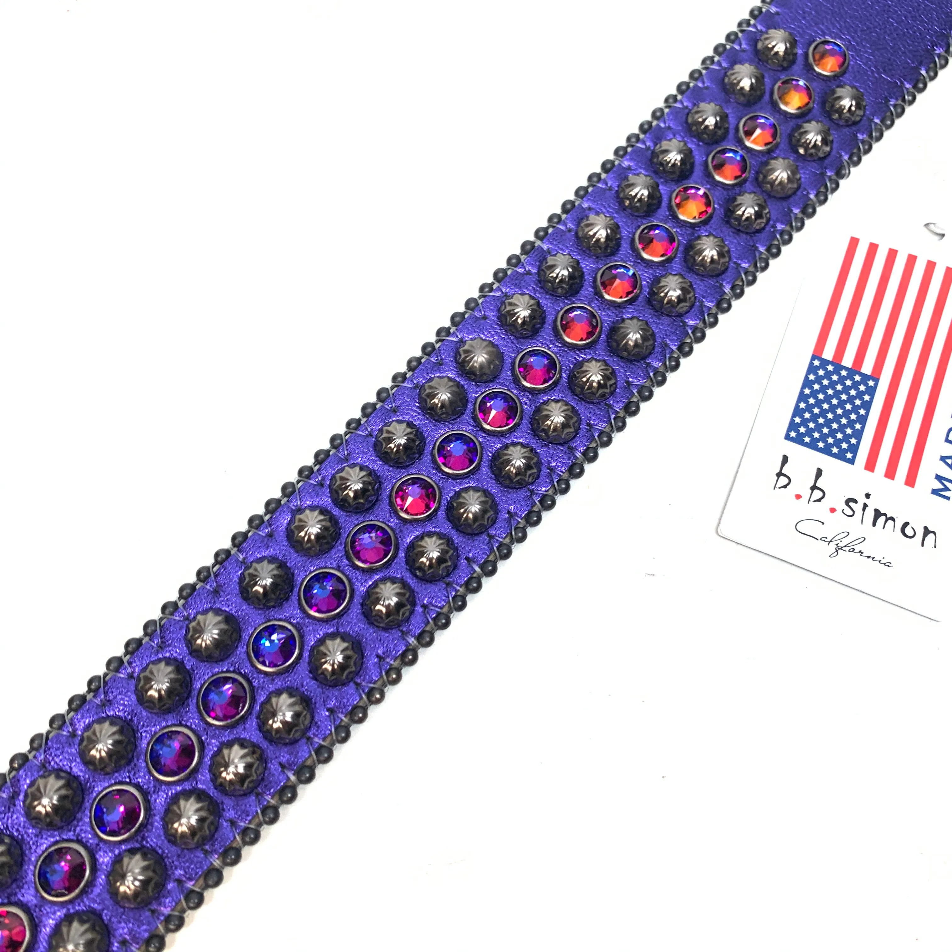 b.b. Simon Purple Gold Studded Crystal Belt