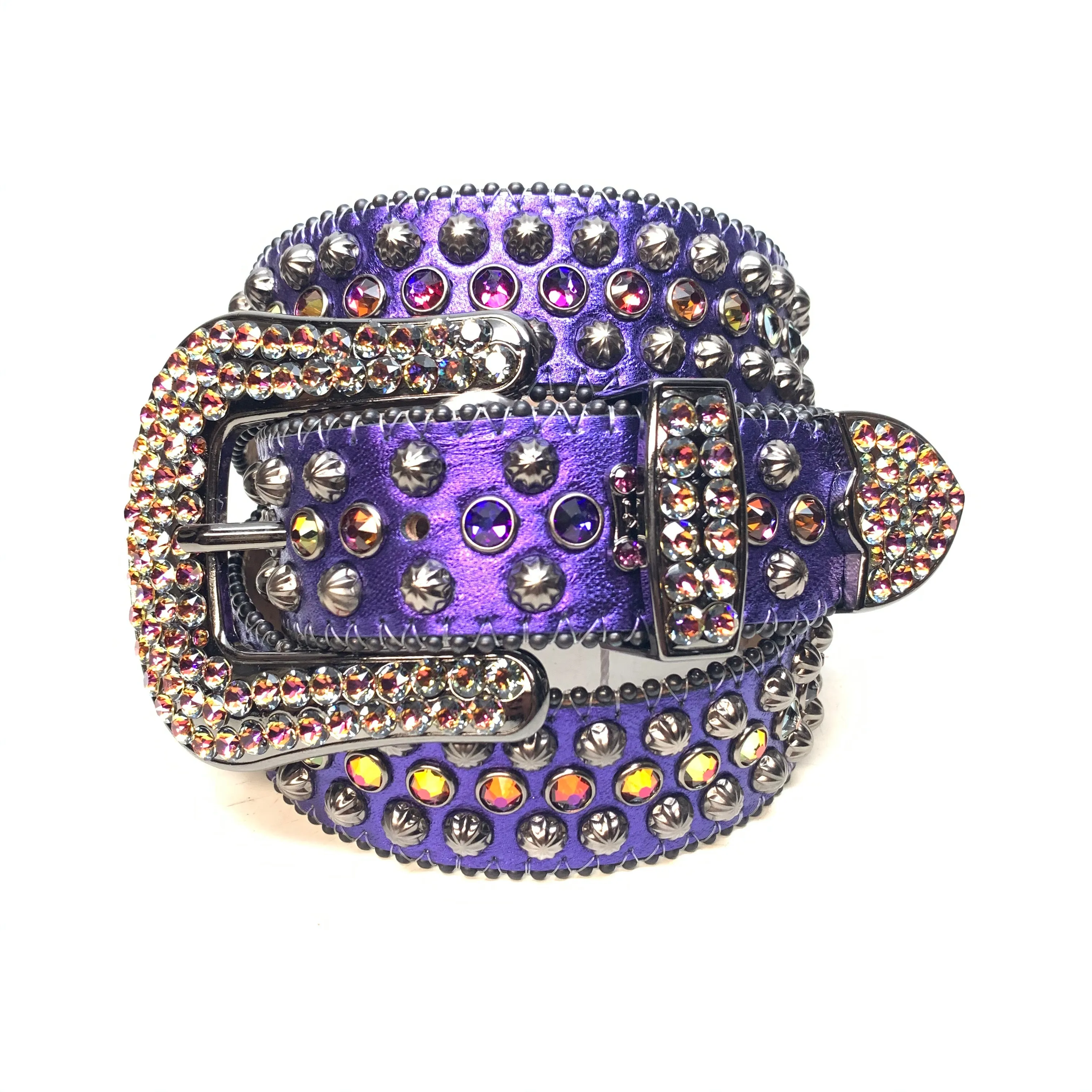b.b. Simon Purple Gold Studded Crystal Belt