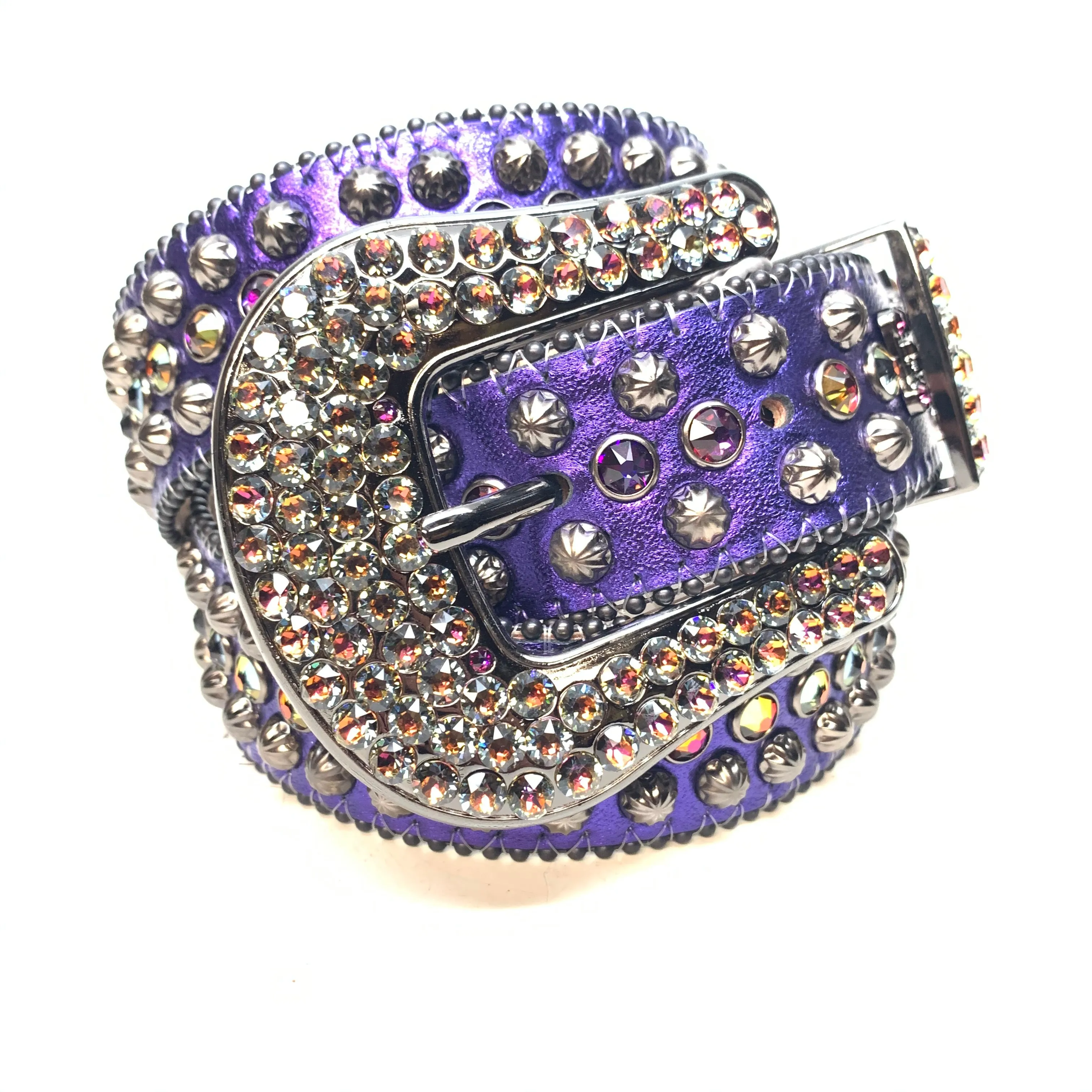 b.b. Simon Purple Gold Studded Crystal Belt