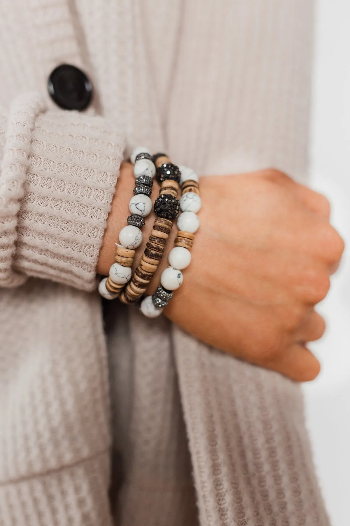 Beaded Bracelet Set - Wood & Marble