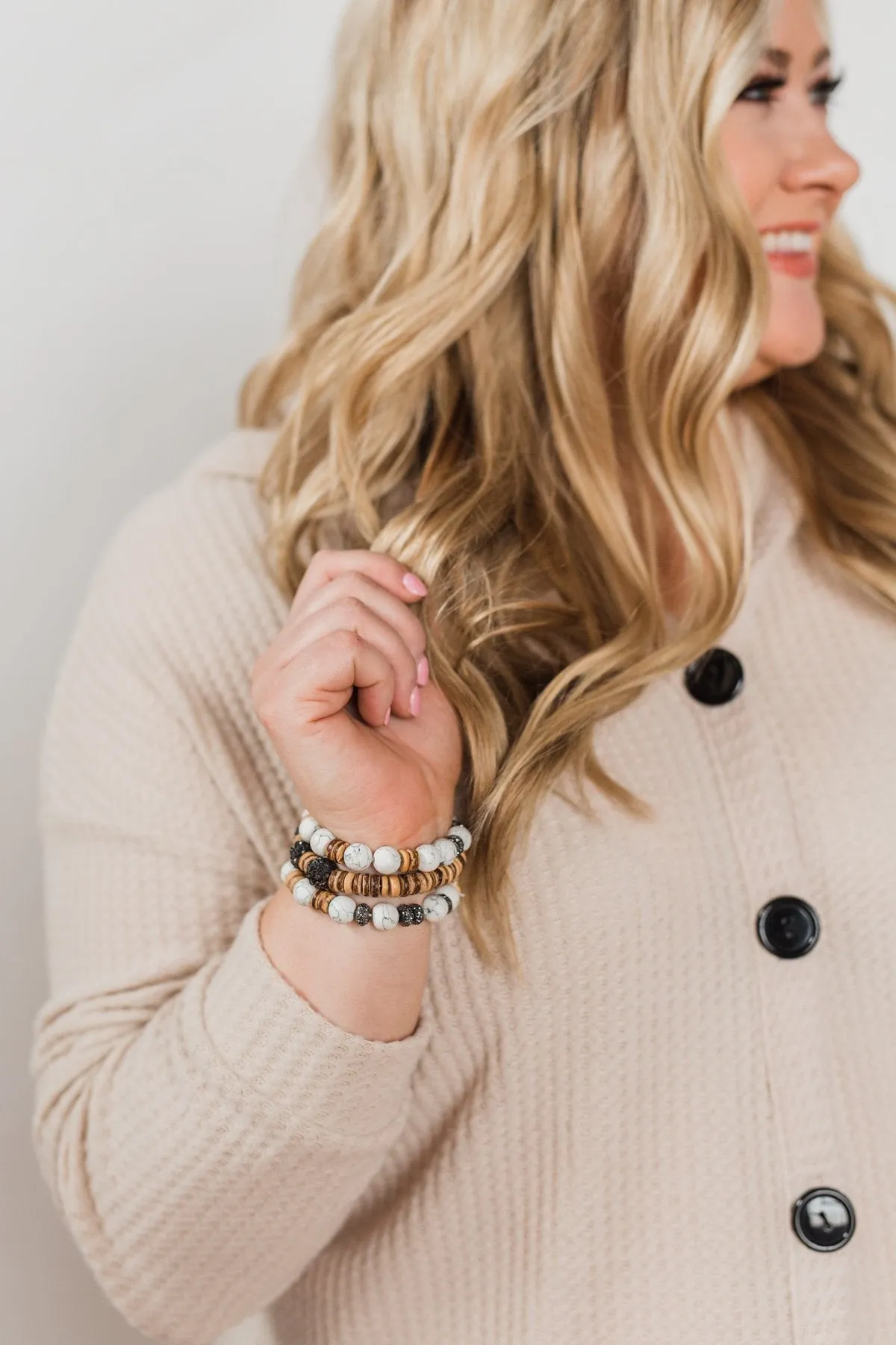 Beaded Bracelet Set - Wood & Marble