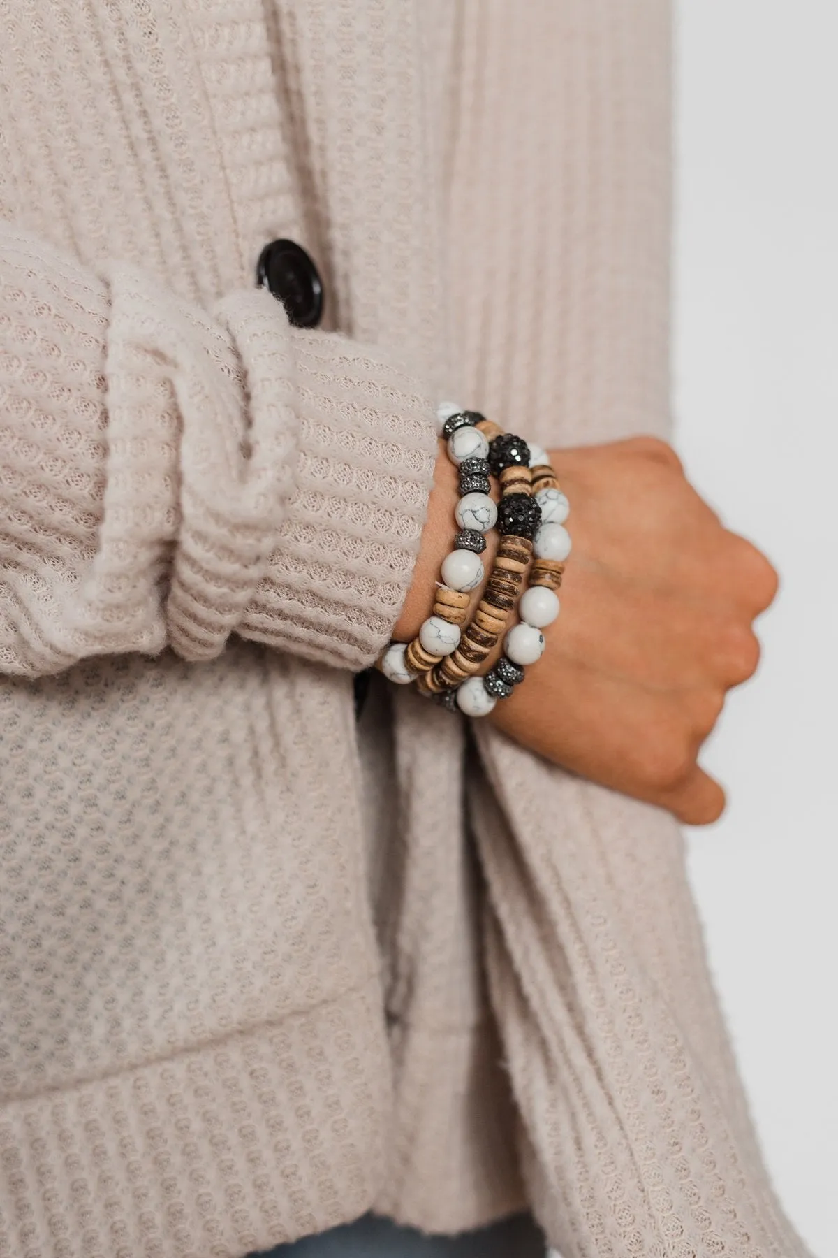 Beaded Bracelet Set - Wood & Marble