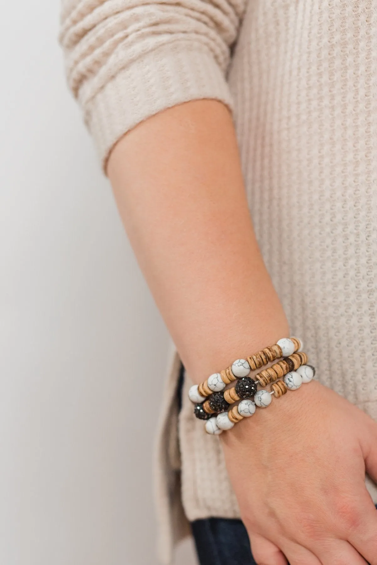 Beaded Bracelet Set - Wood & Marble