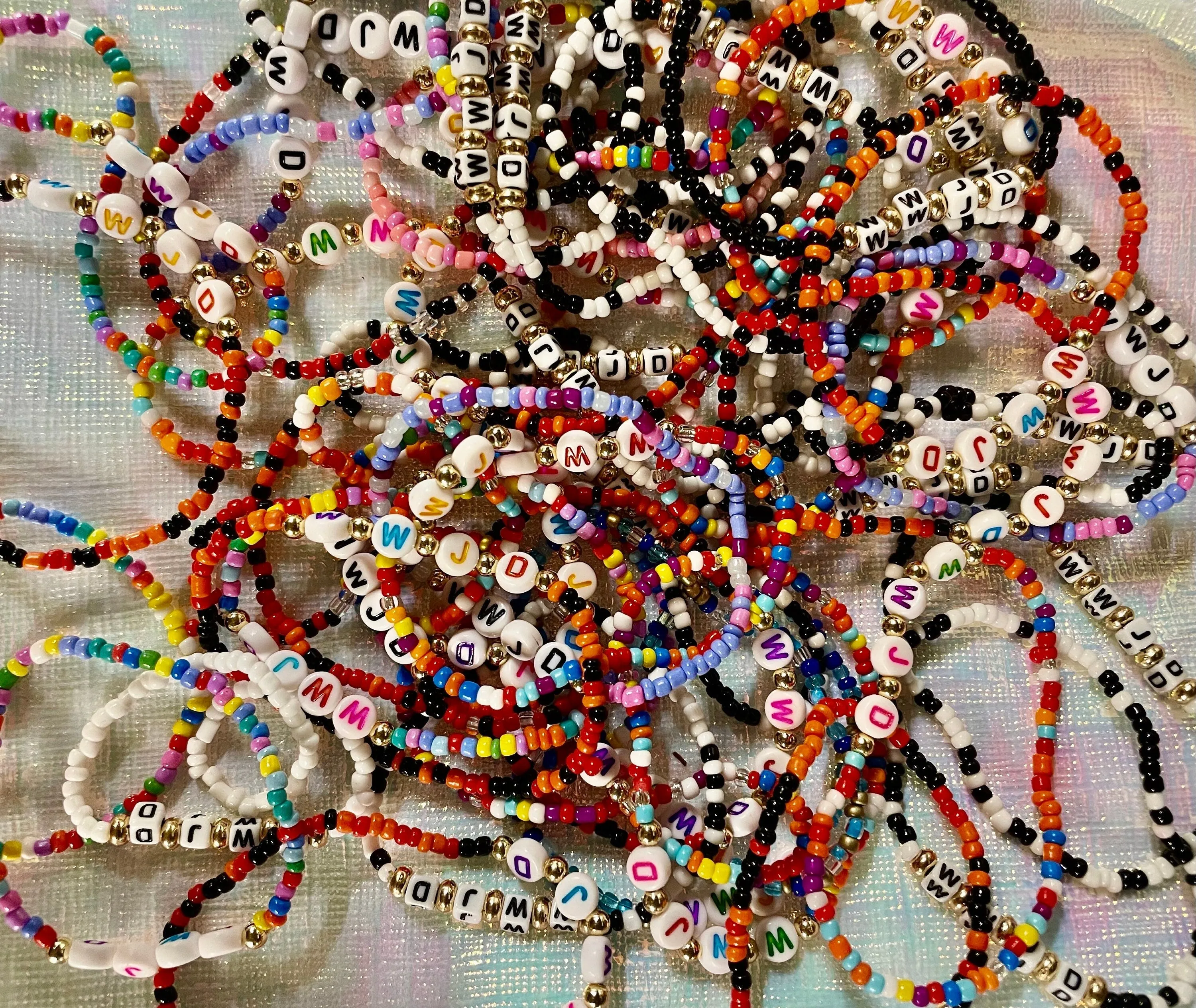 Beaded Bracelets - Jesus Bracelet - WWJD Bracelet - Stackable Bracelets - Bulk Beaded Braceletes - Christian Gift - Friendship Bracelets