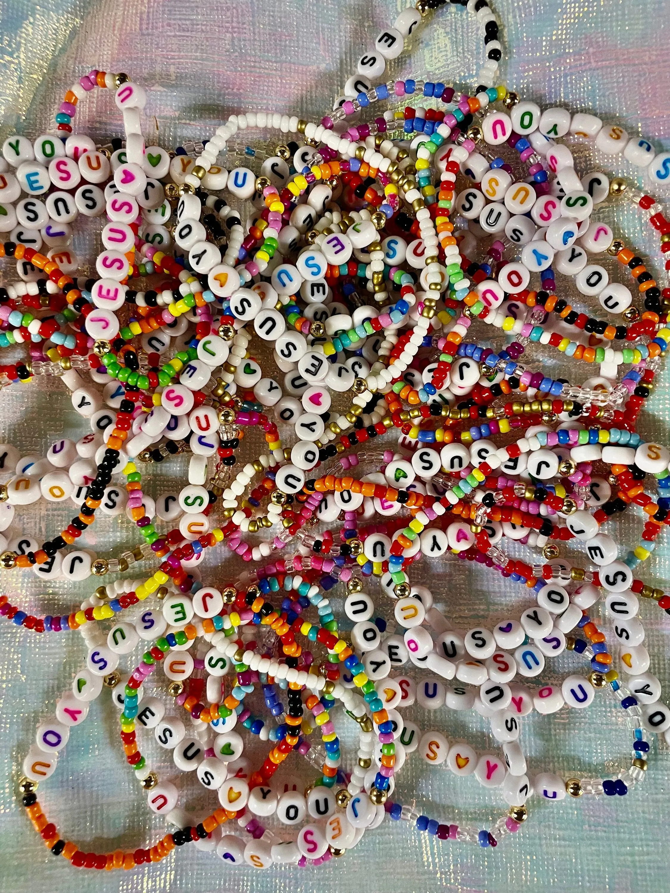 Beaded Bracelets - Jesus Bracelet - WWJD Bracelet - Stackable Bracelets - Bulk Beaded Braceletes - Christian Gift - Friendship Bracelets