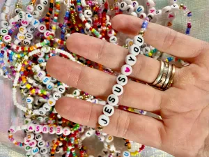 Beaded Bracelets - Jesus Bracelet - WWJD Bracelet - Stackable Bracelets - Bulk Beaded Braceletes - Christian Gift - Friendship Bracelets
