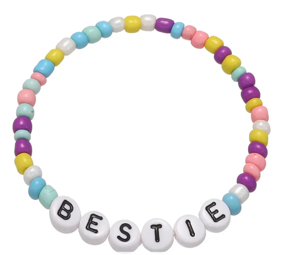 Beaded Friendship Stretch Bracelets Taylor Swift Words Rainbow