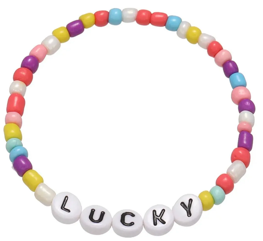 Beaded Friendship Stretch Bracelets Taylor Swift Words Rainbow