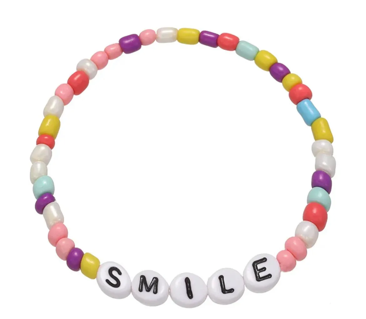 Beaded Friendship Stretch Bracelets Taylor Swift Words Rainbow