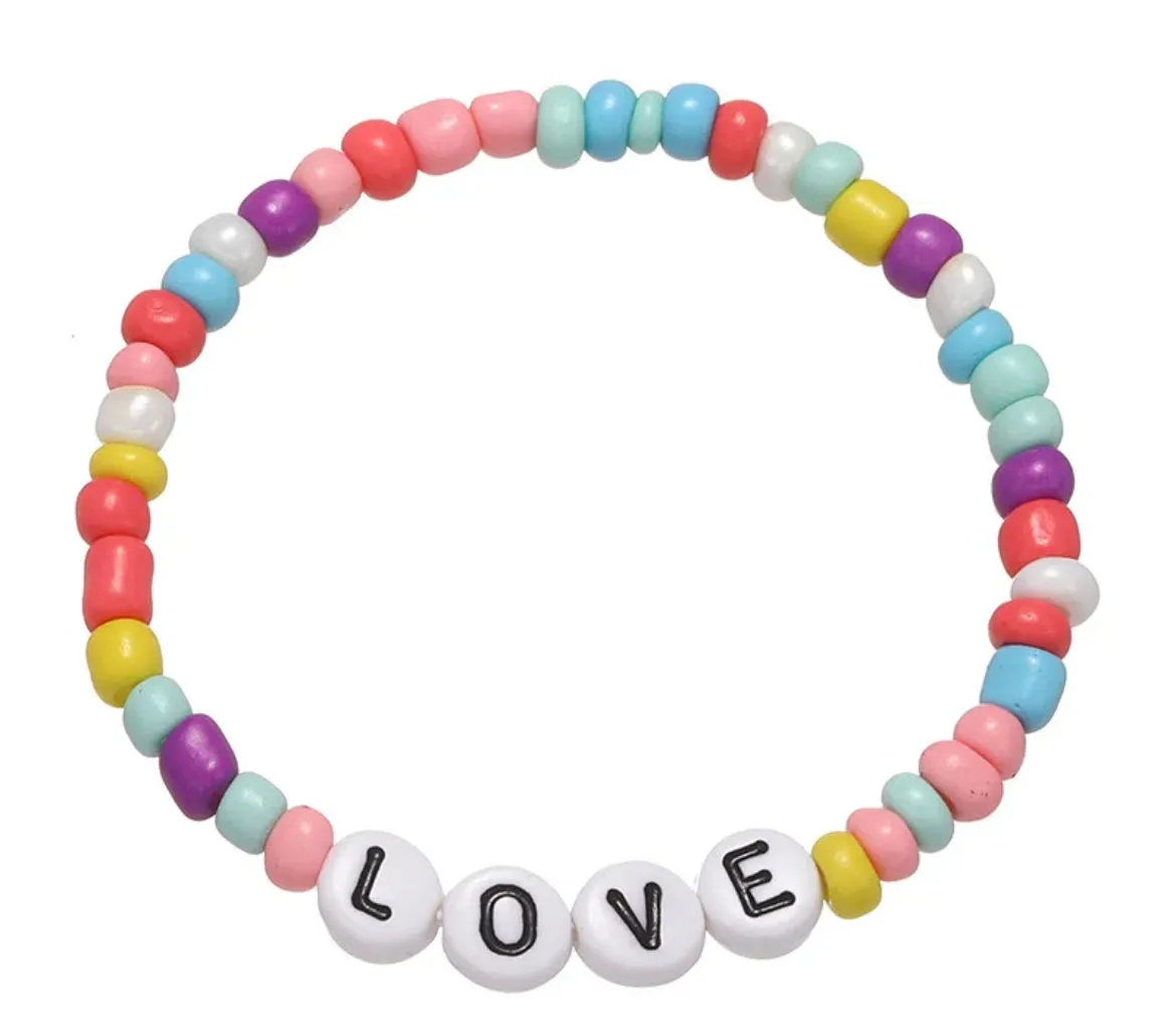 Beaded Friendship Stretch Bracelets Taylor Swift Words Rainbow