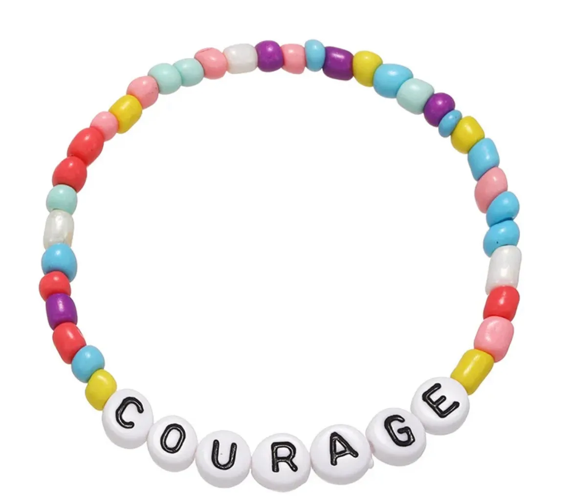 Beaded Friendship Stretch Bracelets Taylor Swift Words Rainbow