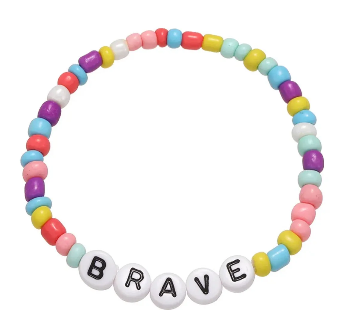 Beaded Friendship Stretch Bracelets Taylor Swift Words Rainbow