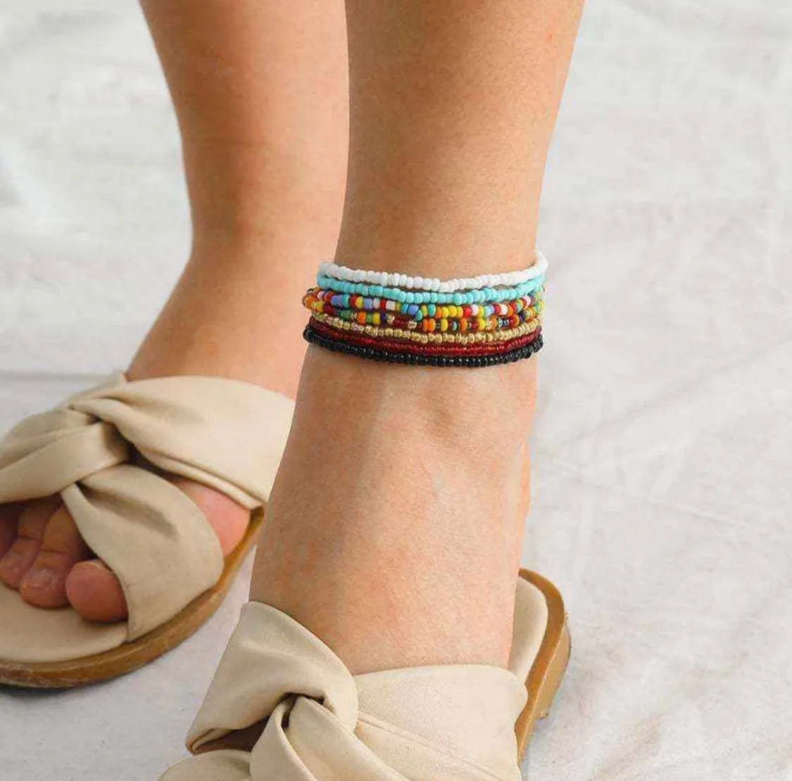 Beaded Stretch Ankle Bracelets