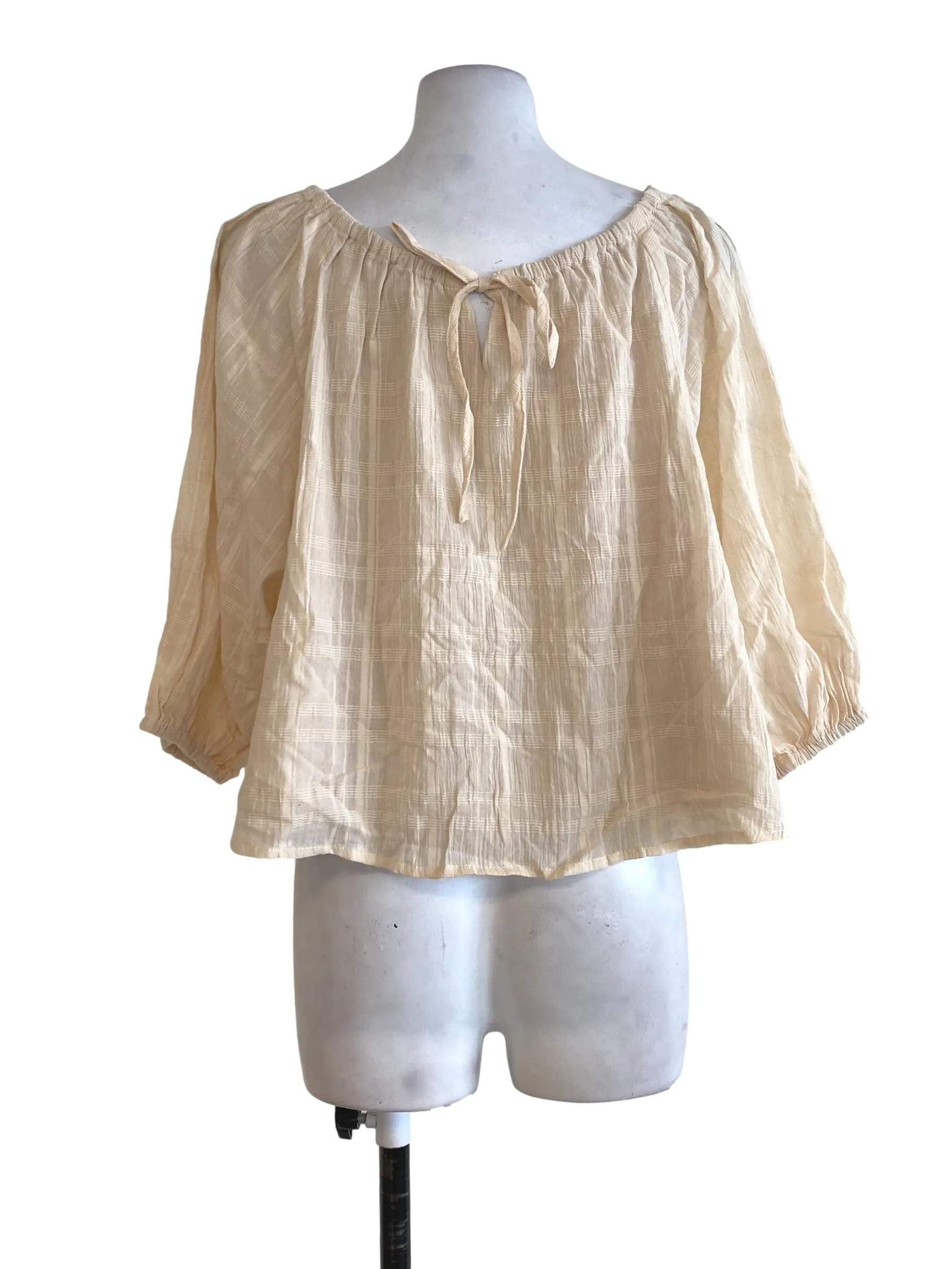 Beige Textured Striped Blouse