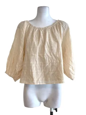 Beige Textured Striped Blouse