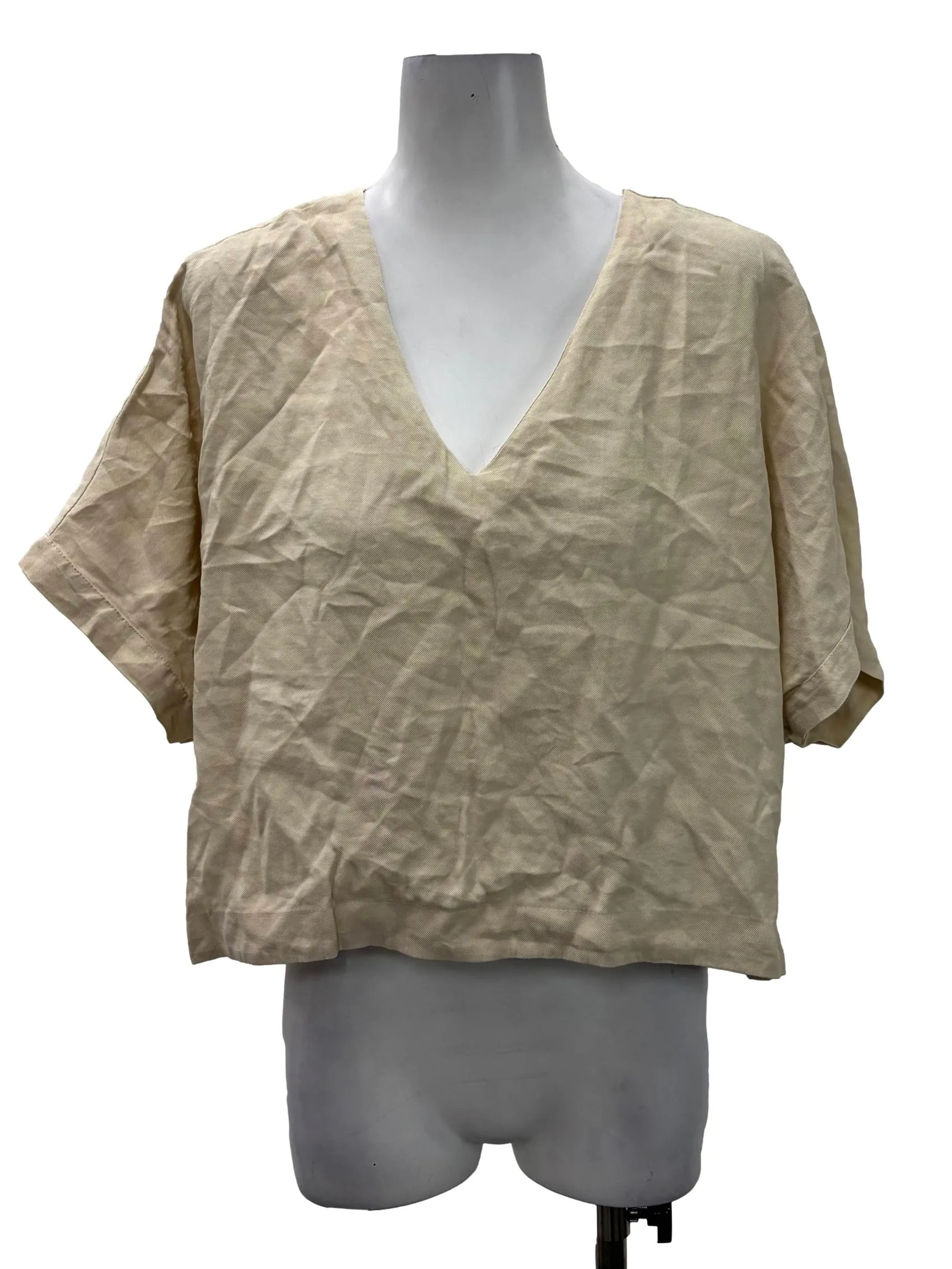 Beige V-Neck Blouse