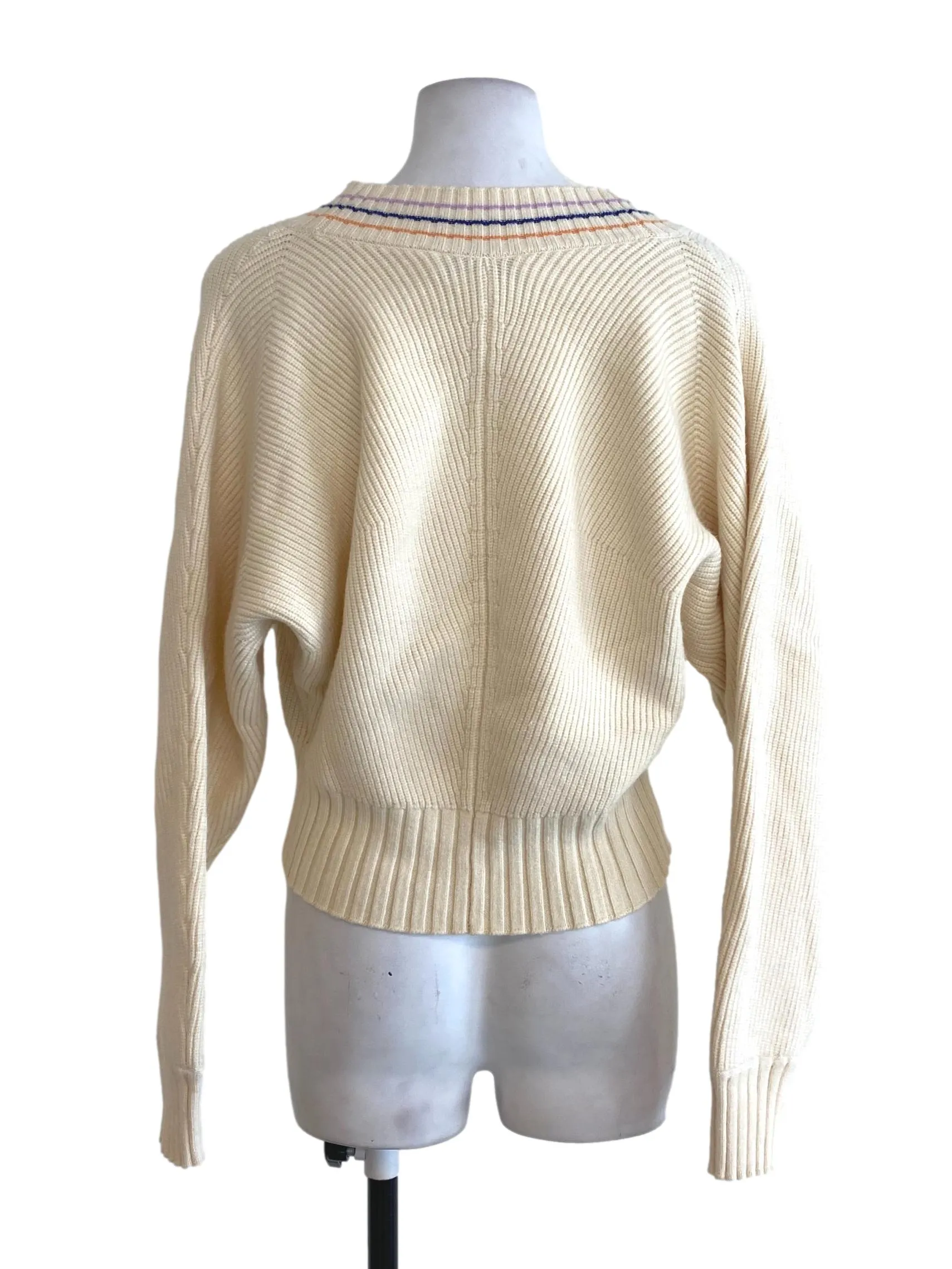 Beige V Neck Knit Top LB