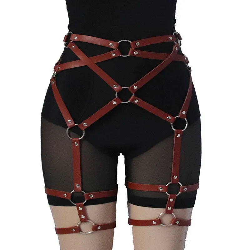 Belted Leather Thigh Loop Sexy Studded Belt