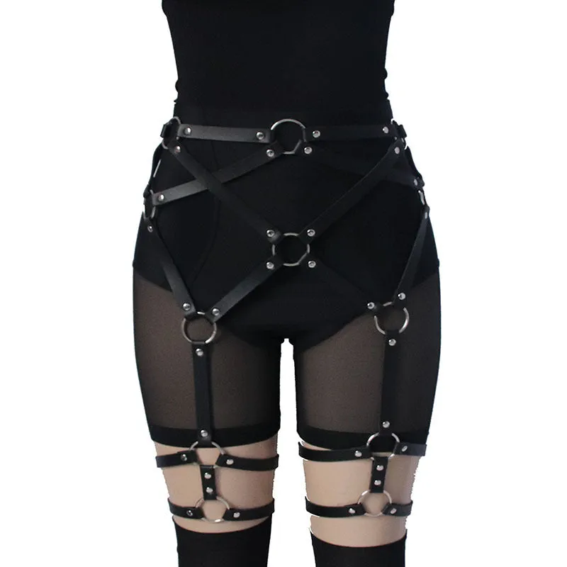 Belted Leather Thigh Loop Sexy Studded Belt