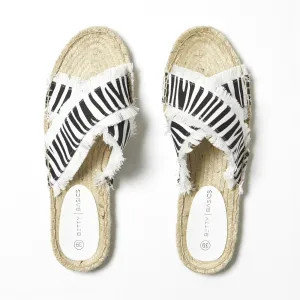 Betty Basics Seeker Espadrille Slide in Zebra Print